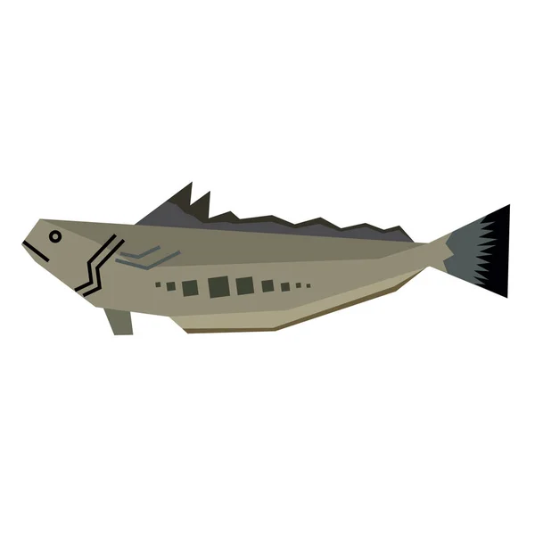 Иллюстрация геометрического стиля рыбы плоского типа — стоковый вектор