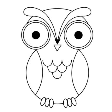 baykuş geometrik siyah çizgi çizim