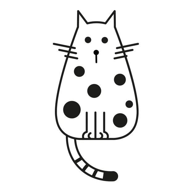 Cat black and white line art illustration — Stock Vector