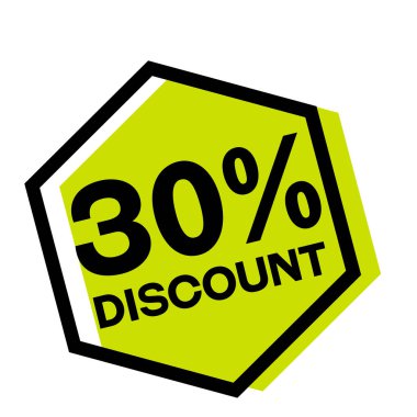 Beyaz yüzde 30 indirim damgası