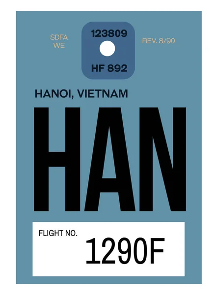 Hanoi tag bagagli aeroporto — Vettoriale Stock