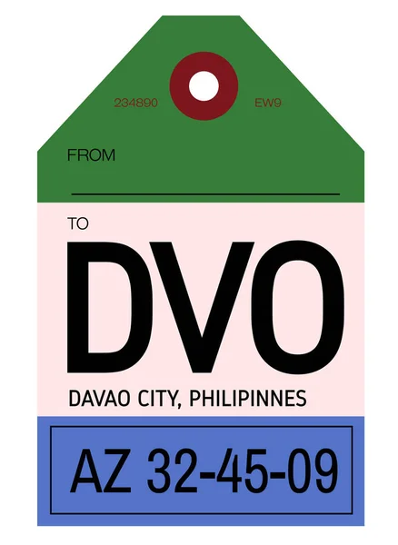 Etiqueta de equipaje del aeropuerto Davao City — Vector de stock