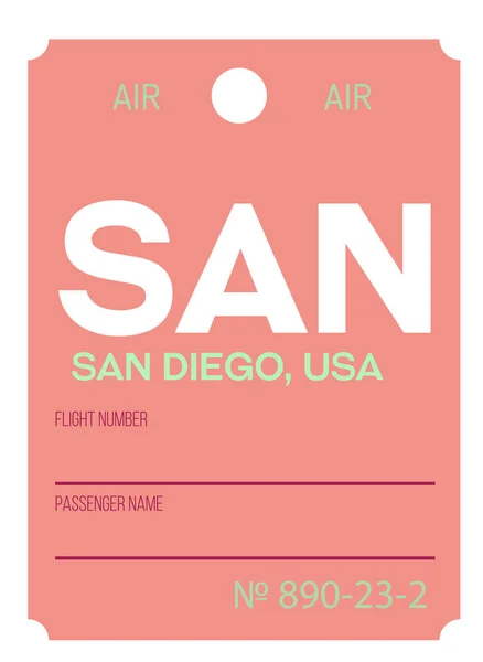 San Diego flygplats bagage-tag — Stock vektor