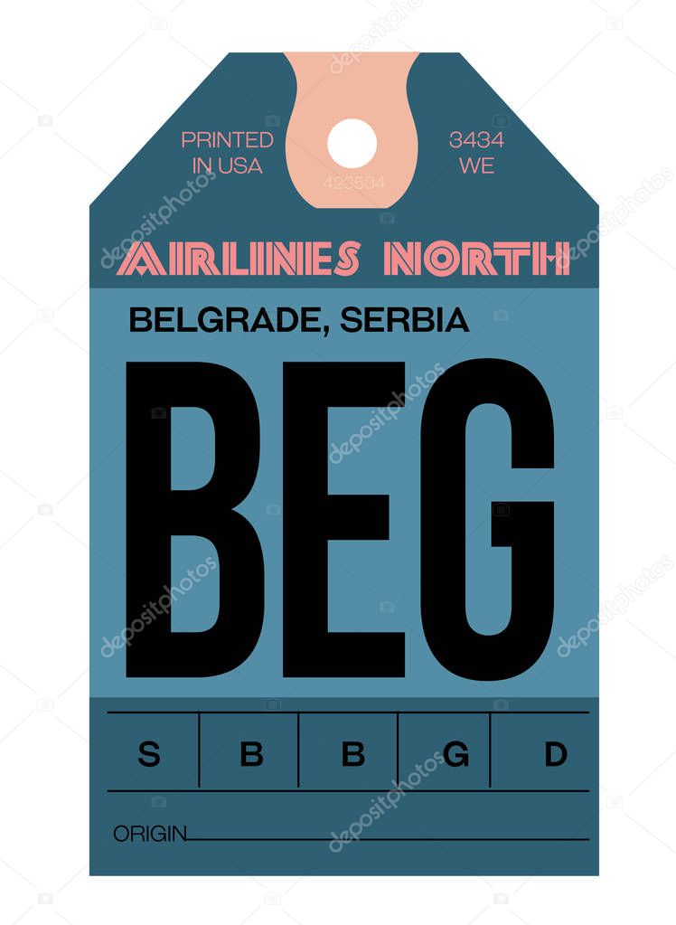 Belgrade airport luggage tag