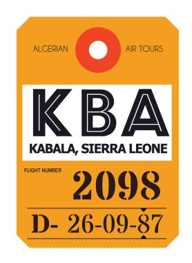 Kabala Havaalanı Bagaj etiketi