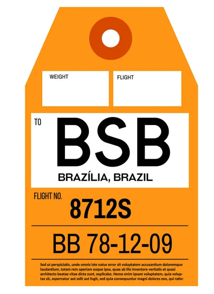 Etiqueta equipaje aeropuerto Brasilia — Vector de stock