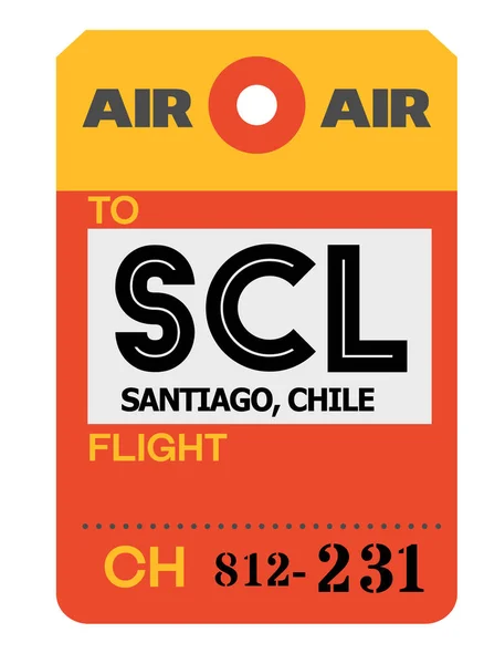 Etiqueta de bagagem do aeroporto de Santiago — Vetor de Stock