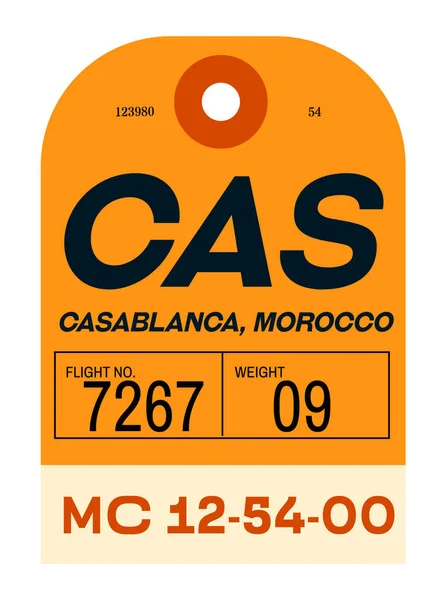 Etiqueta de bagagem do aeroporto de Casablanca — Vetor de Stock