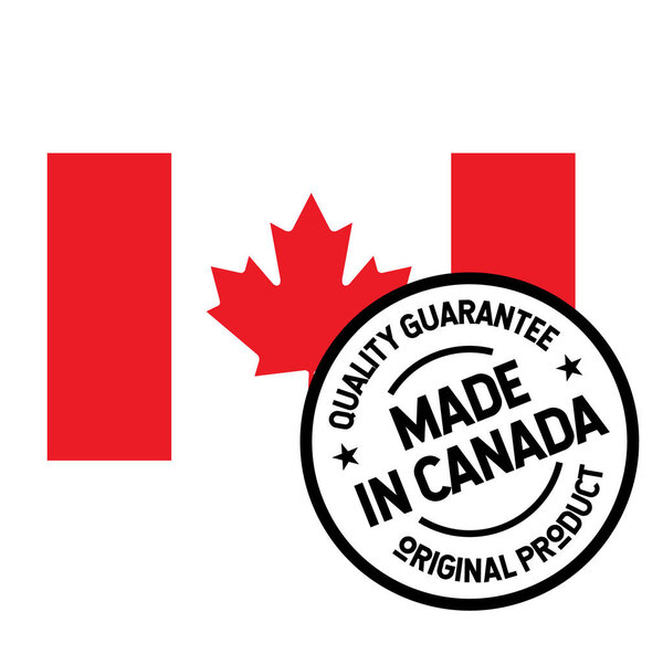 Made in Canada label on white