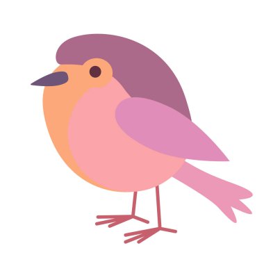 pembe kuş düz illüstrasyon