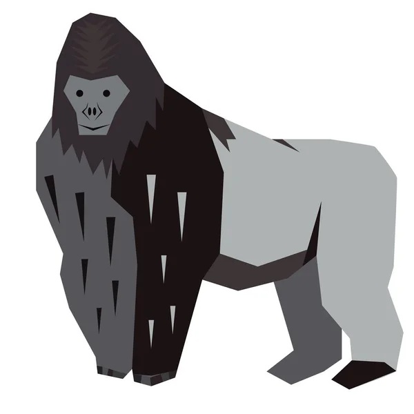 Ilustración plana gorila — Vector de stock