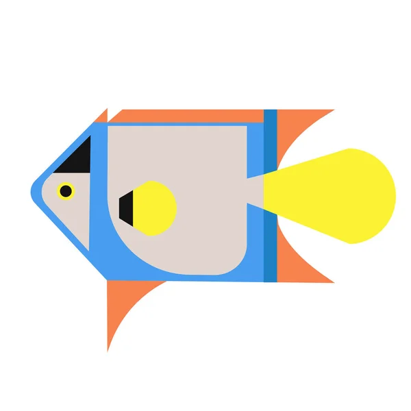 Azul peces tropicales ilustración plana — Vector de stock