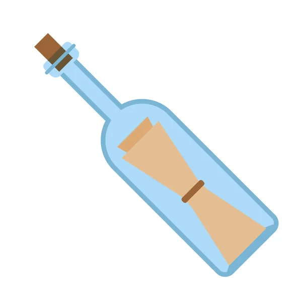 Flaschenpost flach illustriert — Stockvektor