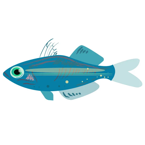 Pescado oceánico ilustración plana — Vector de stock