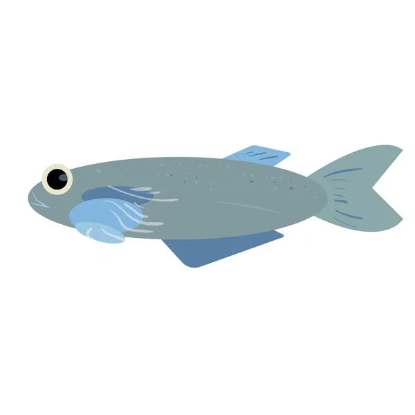 Ilustrasi datar ikan laut - Stok Vektor