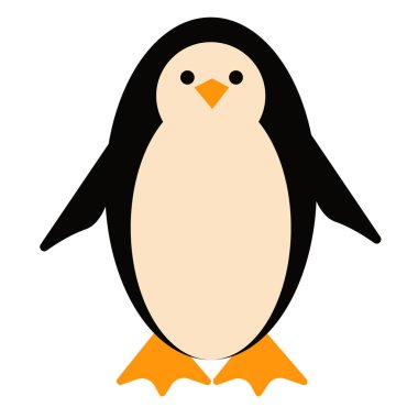 Penguen düz resimde beyaz