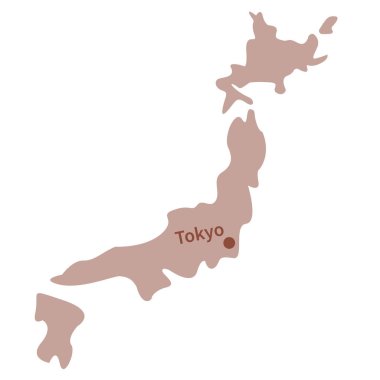 Japonya Haritası düz resimde beyaz