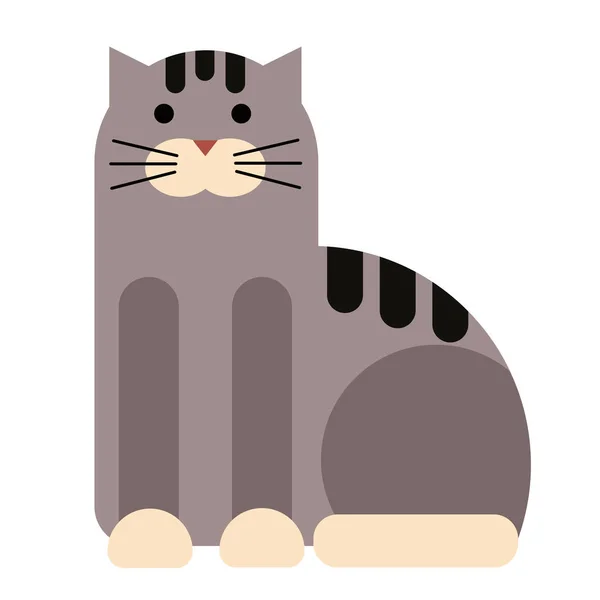 Ilustración plana gato en blanco — Vector de stock