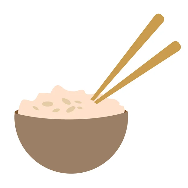 Ciotola di riso piatto illustrazione su bianco — Vettoriale Stock