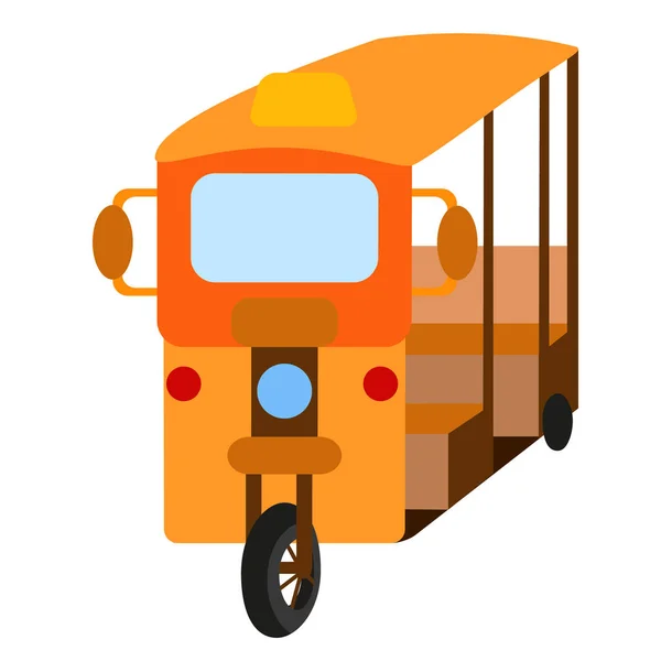 Ilustración plana rickshaw amarillo sobre blanco — Vector de stock