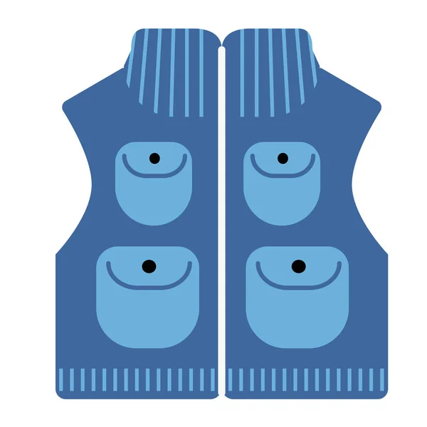 Modrá vesta plochý obrázek na bílém — Stockový vektor
