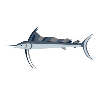 Beyaz üzerinde Swordfish düz Illustration