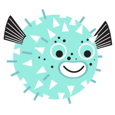 Globefish düz resimde beyaz