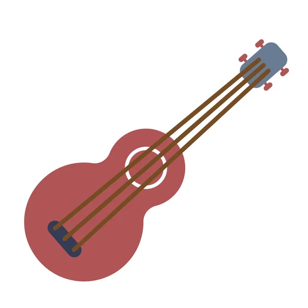 Ilustrasi datar gitar pada warna putih - Stok Vektor