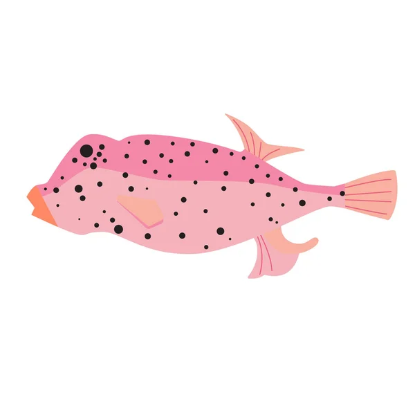 Розовая рыба плоская иллюстрация на белом — стоковый вектор