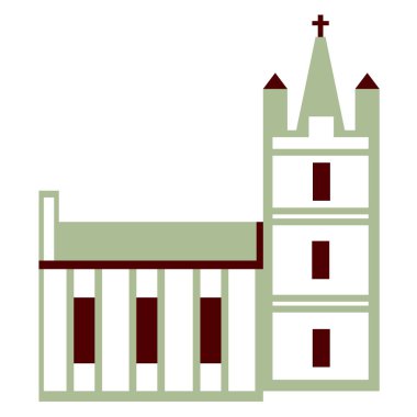 beyaz üzerine kilise düz illüstrasyon
