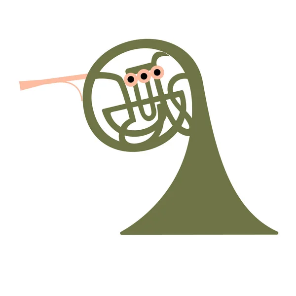 French horn flat illustration on white — Stock Vector