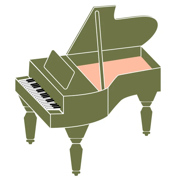 Beyaz büyük piyano düz illüstrasyon — Stok Vektör