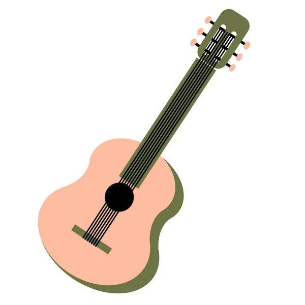 Guitarra ilustración plana en blanco — Vector de stock