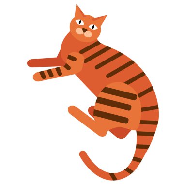 Beyaz kırmızı kedi düz illüstrasyon