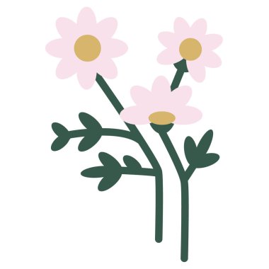 Beyaz çiçekler düz illüstrasyon