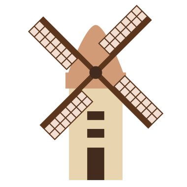 Beyaz üzerinde yel değirmeni düz illüstrasyon