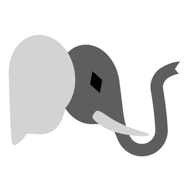Elefante cabeza plana ilustración en blanco — Vector de stock