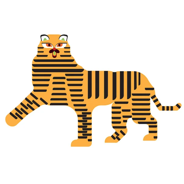 Tiger flat illustration on white — Stock Vector