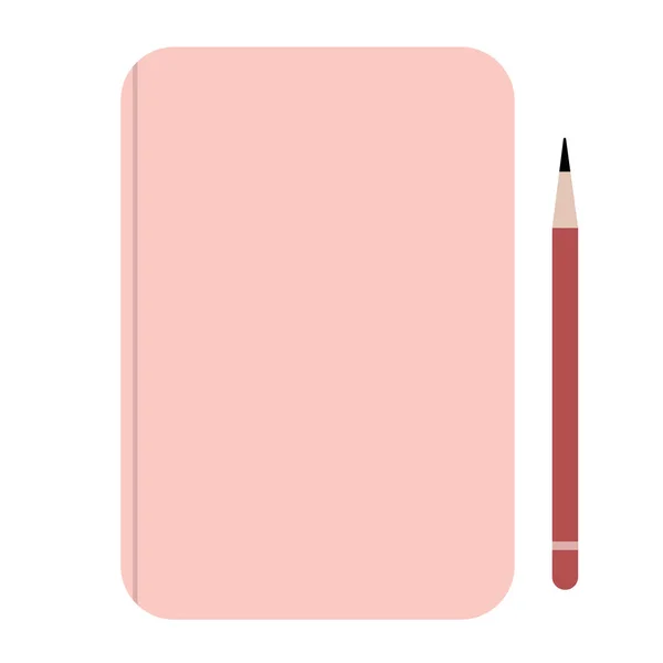 Illustrazione piatta del taccuino rosa su bianco — Vettoriale Stock
