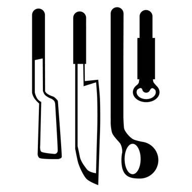 Çatal bıçak takımları düz resimde beyaz