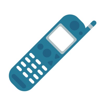 Eski cep telefonu düz resimde beyaz