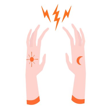 Simya düz resimde beyaz eller