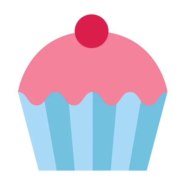 Ilustración plana de cupcake rosa sobre blanco — Archivo Imágenes Vectoriales