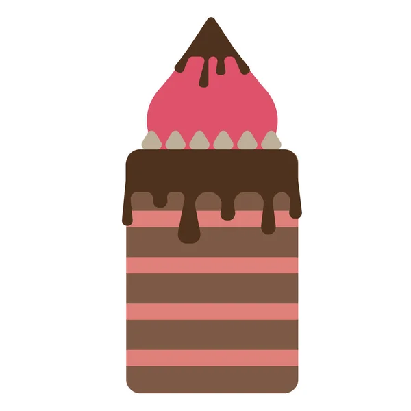 Suklaa kakku tasainen kuva valkoinen — vektorikuva