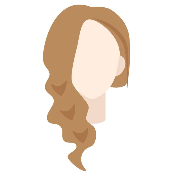 Длинные волнистые волосы плоская иллюстрация на белом — стоковый вектор