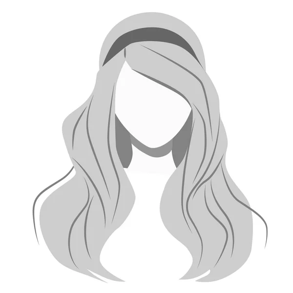 Uzun saç düz resimde beyaz — Stok Vektör