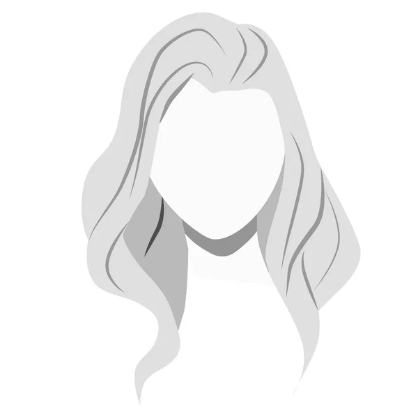 白の長い髪のフラット図 — ストックベクタ