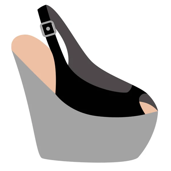 Sapato preto ilustração plana no branco — Vetor de Stock