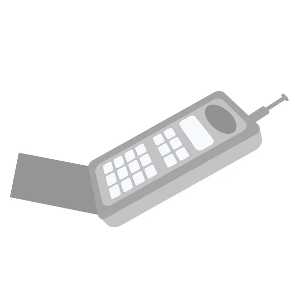 Oude mobiele telefoon vlakke afbeelding op wit — Stockvector