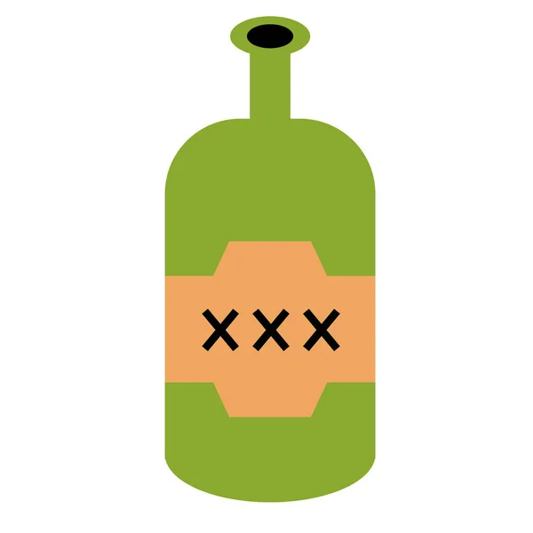 Botella de bebida pirata ilustración plana en blanco — Vector de stock